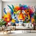 murale-coloree-representant-des-animaux-dans-un-salon-moderne-avec-une-ambiance-chaleureuse-et-des-meubles-contemporains-apportant-une-touche-de-nature-et-de-joie-a-lespace